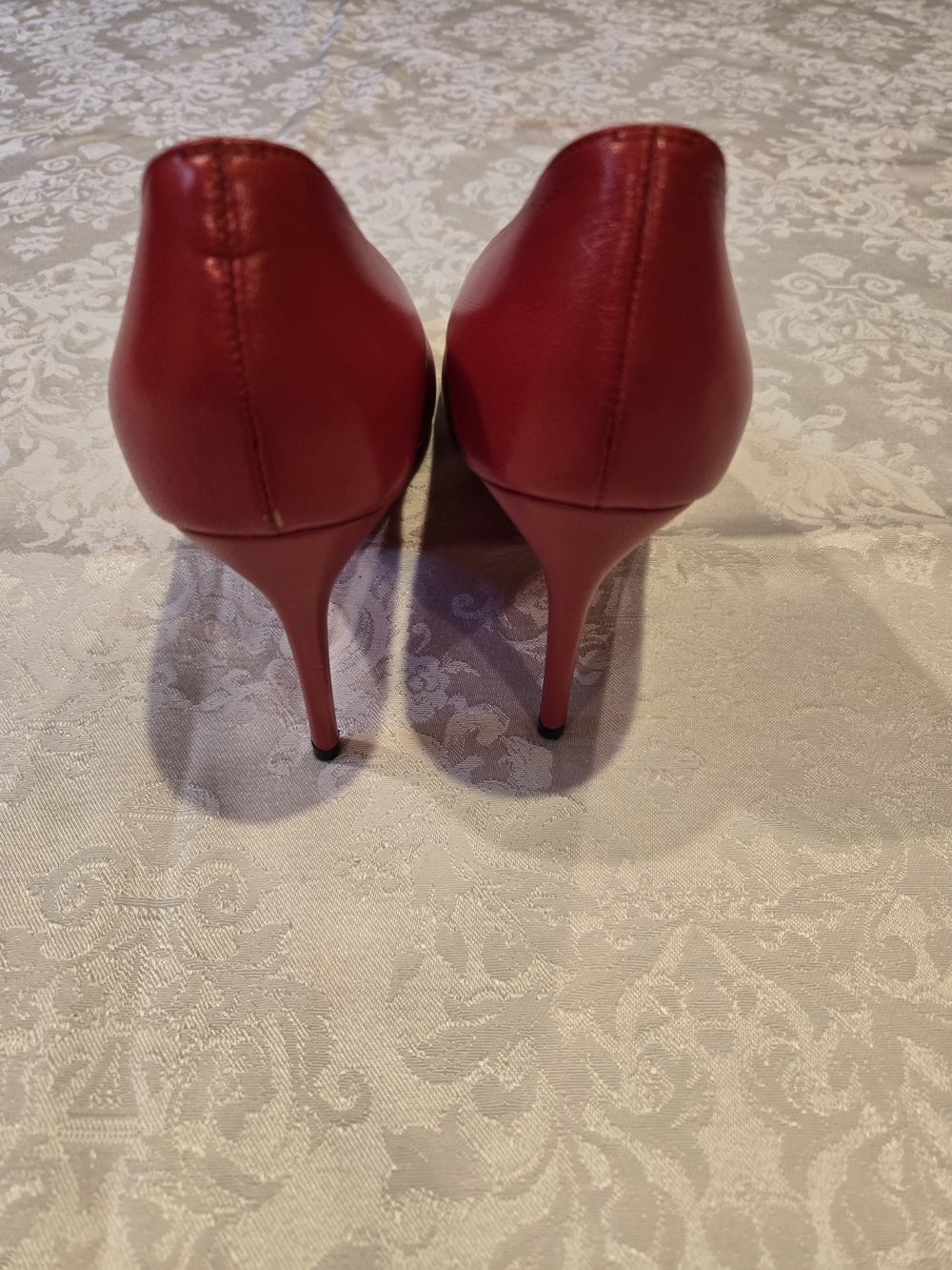 Christian Louboutin Red Leather Round-Toe Pumps - Picture 6 of 6
